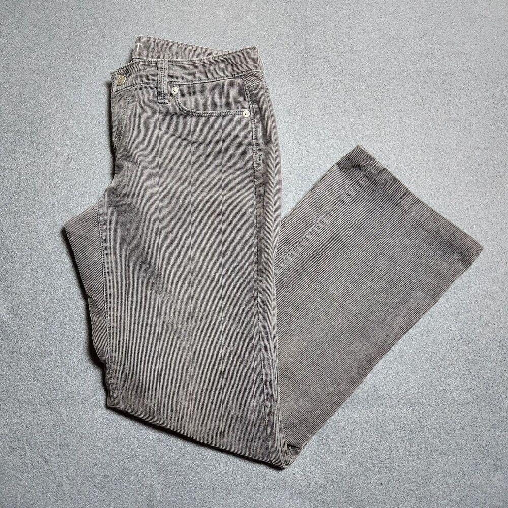 Ann Taylor LOFT Corduroy Pants Women 4P Gray Low Rise Curvy Bootcut
